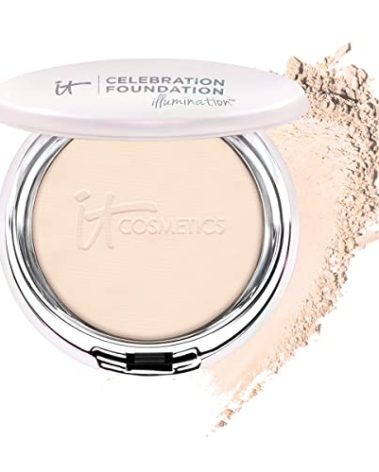IT Cosmetics Celebration Foundation Illumination, Fair (W) - Full-Coverage, Anti-Aging Powder Foundation - Blurs Pores, Wrinkles & Imperfections - 0.3 oz Compact