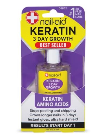 Nail-Aid Keratin 3 Day Growth Nail Treatment & Strengthener, Clear, 0.55 Fl Oz