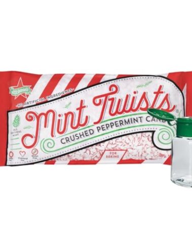 Atkinson's Mint Twists Crushed Peppermint Candy (1 Bag 8 oz) - Includes a Custom Atkinson Shaker Jar