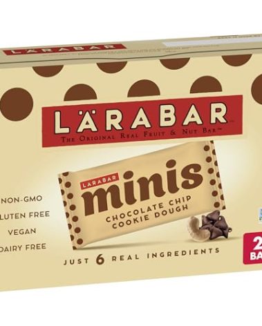 Larabar Chocolate Chip Cookie Dough Mini Bars, Gluten Free Vegan Bar, 20 ct
