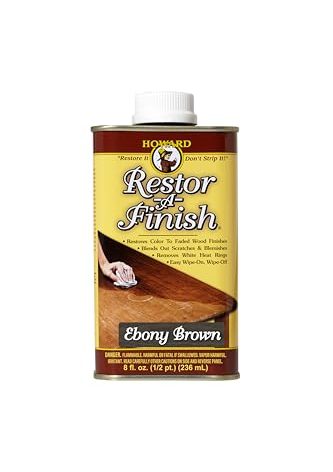 HOWARD - Restor-A-Finish: Restore Your Ebony Wood Finishes Repair Scratches, Eliminate Stains, White Heat or Water Rings and More. Safe on Furniture, Trim, and All Finished Wood. Size: 8 Fl oz