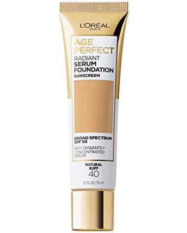 L'Oreal Paris Age Perfect Radiant Serum Foundation with SPF 50, Natural Buff, 1 Ounce