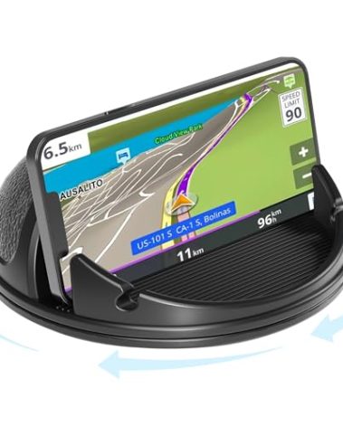 Loncaster Car Phone Holder Mount, [Horizontal 360° Rotatable] Silicone Phone Mount for Car Dashboard, Hands Free Cell Phone Holder Car Compatible with iPhone 16 15 14 13 12 Pro Max Samsung Phones