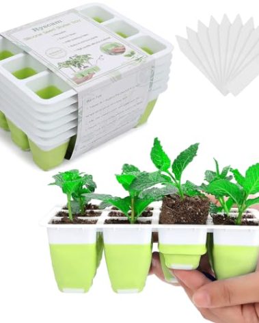 6pcs Reusable Seed Starter Kit, 72 Cells Seed Starter Trays, Silicone Seedling Starter Trays for Starting Plant Seeds with Flexible pop-Out Cells, Indoor Gardening Plant Germination Trays