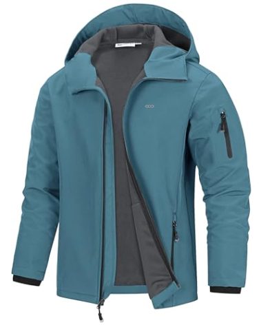 33,000ft Men's Hooded Softshell Jacket Waterproof Lightweight Insulated Windbreaker Fleece Lined Rain Shell Jacket