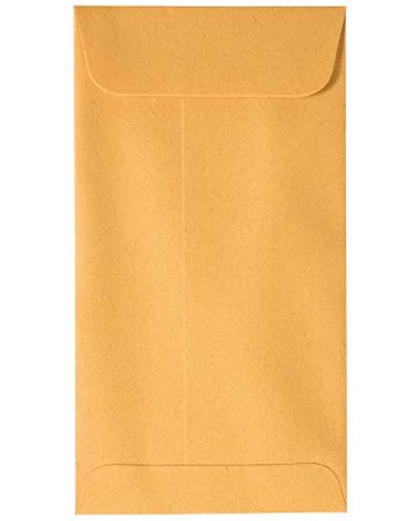JAM PAPER #7 Coin Business Envelopes with Peel and Seal Closure - 3 1/2 x 6 1/2 - Brown Kraft Manila - 50/Pack