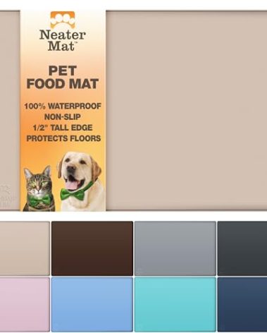Neater Pet Brands Neater Mat Pet Mats for Food and Water, Cat & Dog Bowl Mat Waterproof Silicone, Feeding Tray, Dog Food Mats for Floors, Placemat w/Raised Edge for Under Bowls, 32" x 24", Cappuccino