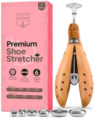 HOUNDSBAY Shoe Stretcher Bulldog Premium Professional 2-way Wooden Shoe Stretcher for Women, Shoe Widener & Expander for Women w/Wide Feet