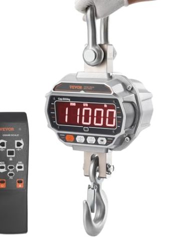 VEVOR Crane Scale, Hanging Scale Industrial Heavy Duty with Remote Control, Cast Aluminum Case & LED Screen, Digital Crane Scale, 11000 lbs/5000 kg, High Precision for Construction, Factory, Farm