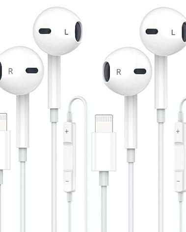 Apple Earbuds, iPhone Wired with Lightning Connector [Apple MFi Certified] Wired Earphones with Microphone Volume Control Music and Calling Headphones for iPhone 14/13/12/11/SE/X/XR/XS/8/7-2 Pack