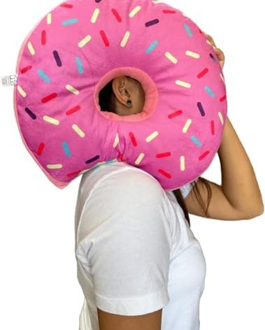 Truyond Donut Pillow for Ear Piercings - Comfortable Soft Ear Pillow for Side Sleeping - Reduces Ear Discomfort - Fun Decor, Stuffed Cushion and Toy, 14 Inches (Pink Icing)