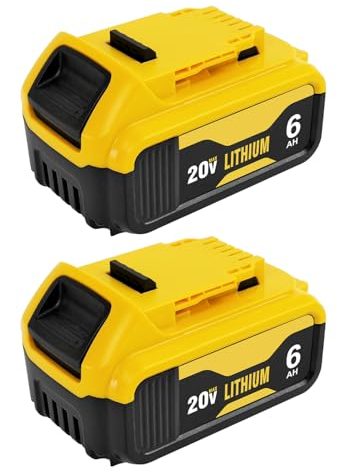 2-Packs DCB206 6.0Ah Replacement Battery for Dewalt 20V Max Battery Compatible with DCB208 DCB207 DCB206 DCB204 DCB203 DCB201 DCB200 Fit for Dewalt DCB200 DCD DCF DCG Series Cordless Power Tools