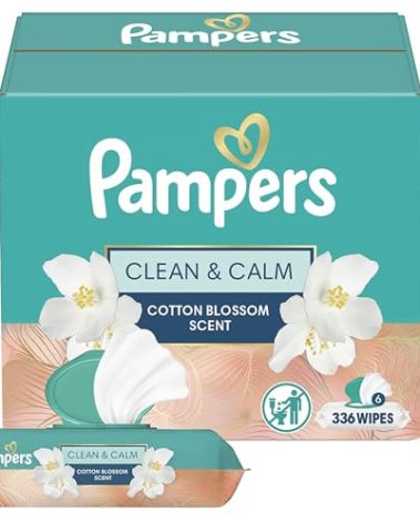 Pampers Wipes, Clean & Calm, Cotton Blossom Scent, 336 Wipes Total (6X Pop-Top Packs)