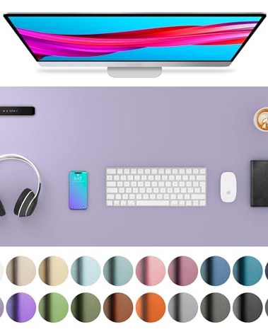 Aothia Leather Desk Pad - Protector and Blotter, Mouse Pad and Office Mat, Non-Slip PU Leather Laptop Desk Pad, Waterproof Writing Pad for Office and Home (36" x 17", Lavender)