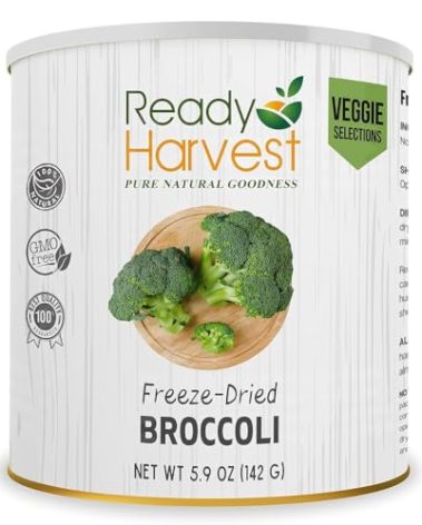 Ready Harvest Freeze Dried Food - Broccoli Florets | Emergency Food | Long-Term Storage | #10 Can | 25-Year Shelf Life | Cans Filled to the Top