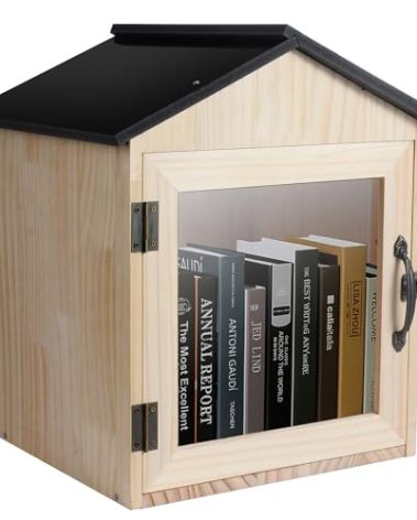 qeqanazo little library box outdoor for DIY,Waterproof and Paint-Free Wood is Used,This little library Promotes a Love of Reading and is a Great Piece of Art!