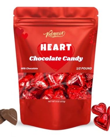 Milk Chocolate Heart Shaped Mini Rich Gourmet Individually Wrapped in Red, 24 Pieces 8 oz, Milk Chocolate Candy