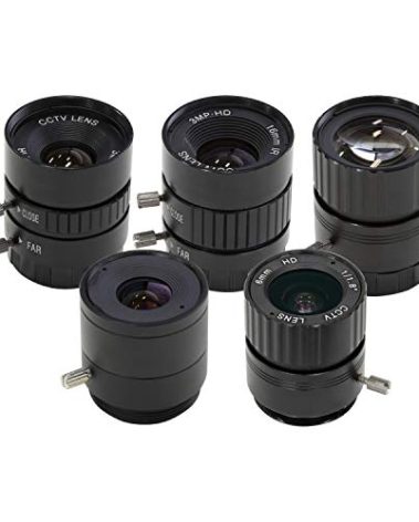 Arducam CS-Mount Lens Kit for Raspberry Pi HQ Camera (Type 1/2.3), 6mm to 25mm Focal Lengths, 65 to 14 Degrees, Telephoto, Wide Angle, Pack of 5