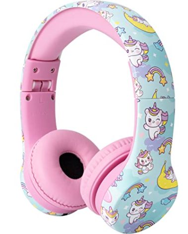 Snug Play+ Kids Headphones – Volume Limited 93dB for Safe Listening – Foldable, Durable Headphones for Toddlers, Boys & Girls – Tangle-Free Cord – Ideal for Travel, School, Tablets - Unicorns