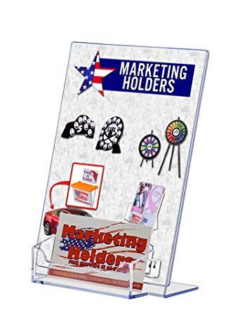 FixtureDisplays® 5X 7"Lucite Plexiglass Clear Acrylic Slanted Sign Holder with Business Card Holder 20046