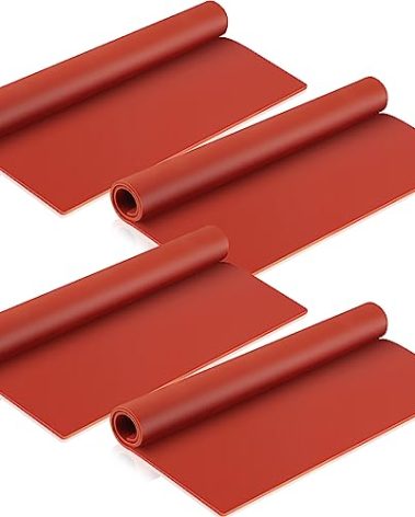 Fabbay 4 Pcs Silicone Rubber Sheet Flexible High Temp Gasket Material Sheet High Temperature Silicone Insulation Heat Resistant 12'' x 12'', 1/8'' Thickness for Crafts Pads (Red)