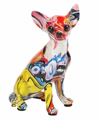 JOOMBE Colorful Chihuahua Statue, Creative Dog Puppy Home Sculpture Decor, Suitable for Bookshelf Desktop Kitchen Living Room Decorative Table Decoration, Gift for Dog Lovers Women and Men