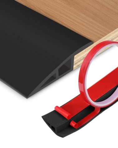 Floor Transition Strip Vinyl Door Threshold Ramp Self Adhesive Carpet Edging Strip Doorway Edge Trim, Overlap Edge Reducer for Laminate Carpet, Floor, Tile (Black, 1/5" to 2/5", 6.6Ft)