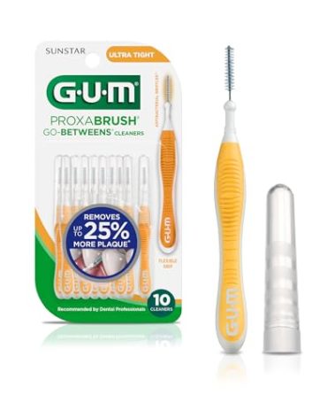 GUM Proxabrush Go-Betweens - Ultra Tight - Interdental Brushes - Soft Bristled Dental Picks for Plaque Removal & Gum Health - Safe for Braces & Dental Devices, 10 Count