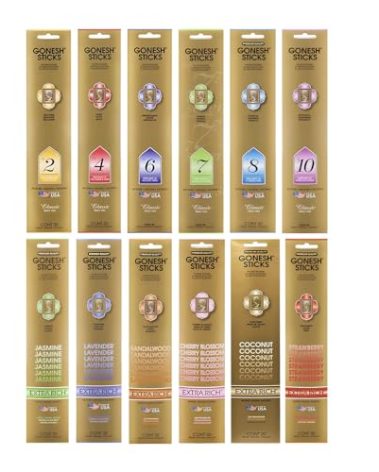 Gonesh - Incense Sticks Variety Pack - Non-Toxic 10” Slow Burn Aromatic Sticks - Classic Collection & Extra Rich Collection - 12 Packs of 20