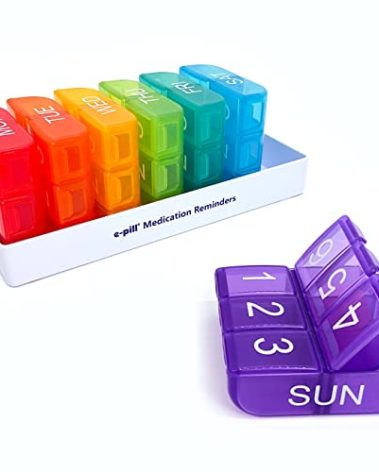 e-Pill 6 Times a Day 7 Day Weekly Pill Organizer – Large Capacity Rainbow Multicolor Pill Box for Vitamins & Medication
