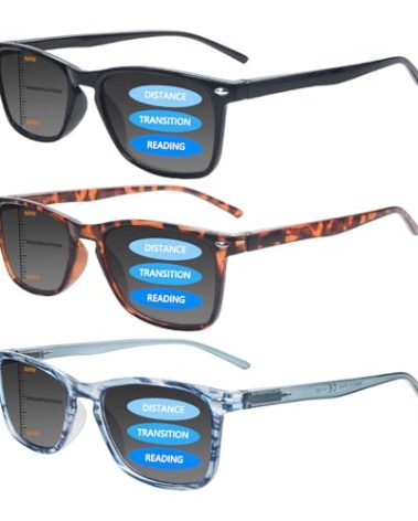 Sumkyle 3 Pack Progressive Multifocal Reading Sunglasses for Women Men UV Protection Trifocal Sun Readers with Spring Hinge (Sun 3 Mix,2.75)