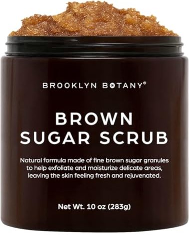 Brooklyn Botany Brown Sugar Body Scrub - Moisturizing and Exfoliating Body, Face, Hand, Foot Scrub - Fights Acne, Fine Lines & Wrinkles, Great Gifts For Women & Men - 10 oz