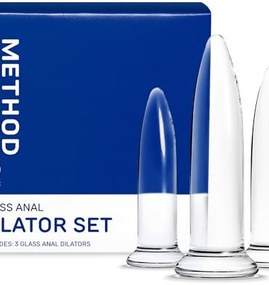 Glass Anal Dilator Set, 3-Piece Trainer Butt Plug Kit, Body-Safe Borosilicate Glass Plugs with Temperature-Adjustable Surface