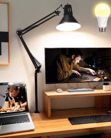 Desk Lamp for Home Office Eye-Caring Metal Extra Tall Swing Arm High Intensity Clamp Flexible Gooseneck w/A19 E26 LED Bulb Side Table Working Reading Architect Computer Workbench Puzzle Warm Light