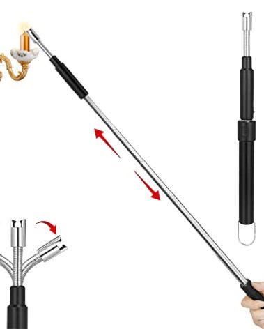 Flahonka Electric Arc Long Lighter, Retractable Rechargeable Lighter, 11.4-27.5in, Black