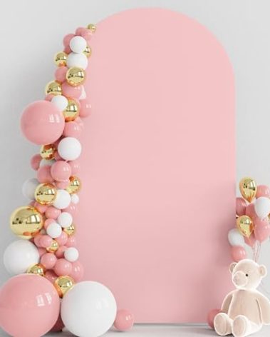 Wokceer 7.2FT Wedding Arch Cover Spandex Fitted Wedding Arch Stand Covers Round Top Blushing Pink Chiara Arch Cover for Birthday Party Ceremony Banquet Decoration