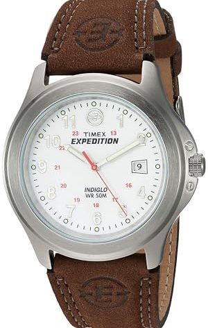 Timex Men's T44381 Expedition Metal Field Brown Leather Strap Watch
