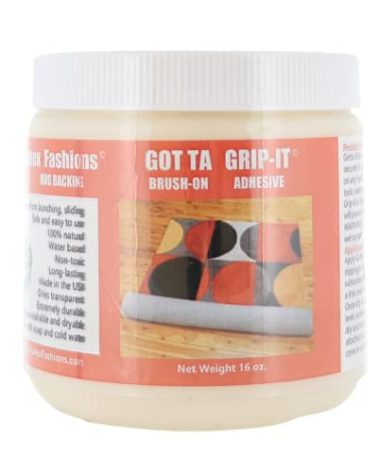 Gotta Grip-It Non-Slip Rug Fixative Gum 16 Oz - Safe and Easy to Use, Machine Washable and Dryer Safe, Backings Adhesive, Natural- 16 Oz