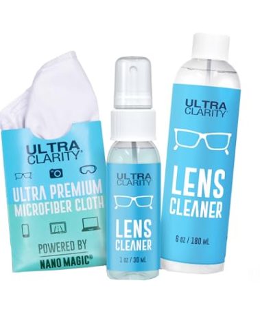 Ultra Clarity Powered by Nano Magic Eyeglass Lens Cleaning Spray 7oz Value Pack | 1oz Spray, 6oz Refill, Microfiber Cloth | for Glasses, Phone, Electronic Screens, Optic Surfaces, Coated Surfaces