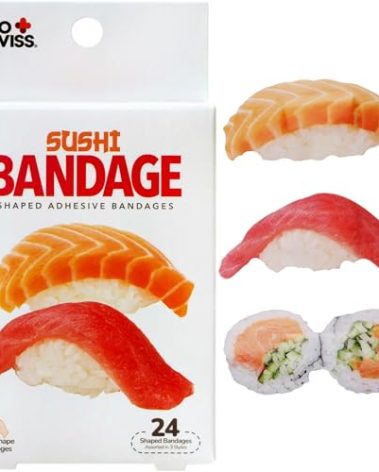 BioSwiss Kids Bandages, Sushi Shaped Self Adhesive Bandage Set, Latex Free, Sterile Wound Care, 24 Count