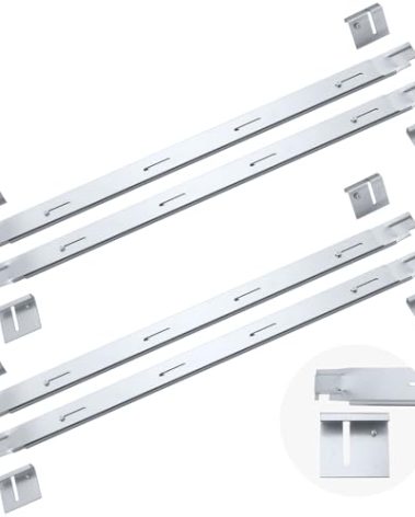 GlikCeil 4 Pcs 26'' to 40. 5'' Adjustable File Bar for Inside a File Cabinet Drawer Cabinet Rails Left to Right Dimension (Silver)