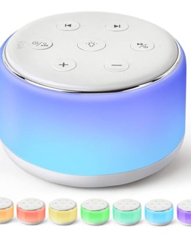 FamiSym White Noise Sound Machine Baby for Sleeping with Night Light – 34 Soothing Sounds, Rechargeable White Noise Machine for Kids Adults, Portable Lullaby Sleep Machine Baby Soother Home Travel