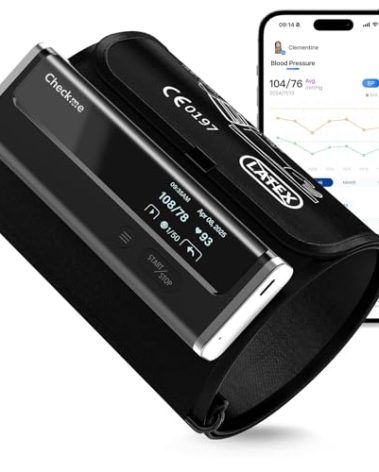 Checkme WiFi Blood Pressure Monitor for Home Use, Bluetooth Automatic Arm Cuff, Smart Digital BP Machine, Wireless Portable USB Rechargeable with X3 Accuracy Function, Free APP for iOS & Android Black