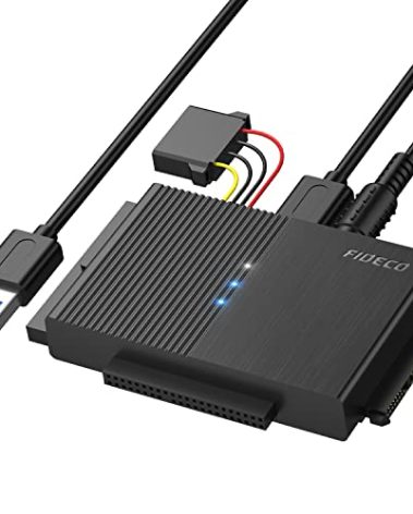 FIDECO USB 3.0 to SATA or IDE Adapter, Hard Drive Adapter Cable Universal for 2.5/3.5 inch SATA HDD/SSD & IDE HDD with 12V Power Adapter