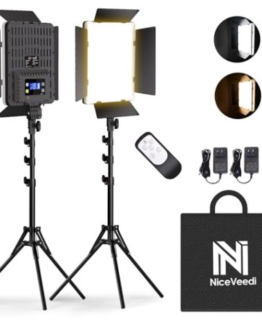 NiceVeedi 2-Pack Photography Lighting Kit, 36W Bi-Color Studio Lights 2700-6500K CRI 95+, Dimmable LED Video Light Kit with Remote Control & 72” Tripod Stand, Lighting for Video Recording/Photography