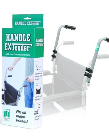 Push Wheelchair Handle Extender (300lbs Weight Capacity), Universal Wheelchair Accessories for Adults – Extendable Handle for Strollers – Adjustable Extender for Adults