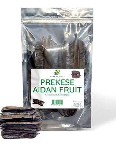 Herb To Body Prekese Aidan Fruit Organic - 5 Whole Pods, Tetrapleura Tetraptera, African Dried Herbs for Herbal Tea and Seasoning, Aidan Fruit from Ghana
