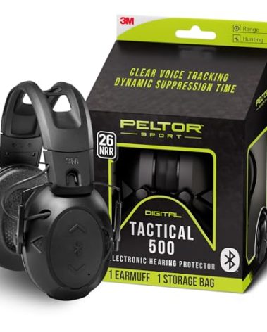 Peltor Sport Tactical 500 Bluetooth Hearing Protection Ear Muffs, 26 dB Noise Reduction Rating, Electronic Hearing Protection Headphones for Shooting, Hunting, Mowing, Construction, Concerts, & More