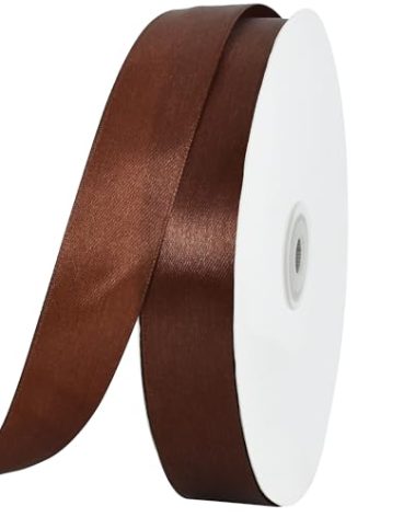 TONIFUL 1 Inch x 100yds Coffee Brown Satin Ribbon, Thin Solid Color Satin Ribbon for Gift Wrapping, Crafts, Hair Bows Making, Wedding Party Decoration, Invitation Cards, Floral Bouquets, Christmas
