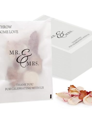 AIOMOB 50 Pcs Wedding Confetti Bags - Glassine Wedding Flower Petal Packets for Send Off, Exit, Tosses